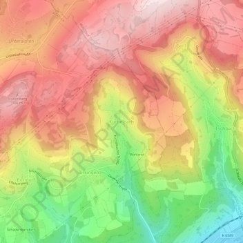 Carte topographique Kuchelbach, altitude, relief