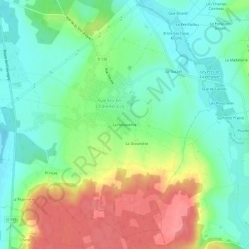 Carte topographique La Relianderie, altitude, relief