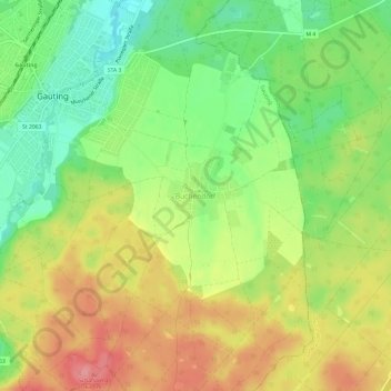 Carte topographique Buchendorf, altitude, relief