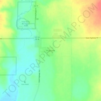 Carte topographique Briggsdale, altitude, relief