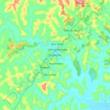 Carte topographique Tocantins, altitude, relief