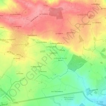 Carte topographique La Maltrie, altitude, relief