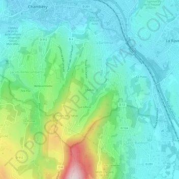 Carte topographique Chanaz, altitude, relief