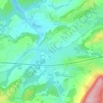 Carte topographique Crevans, altitude, relief