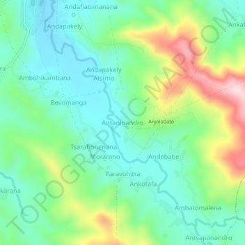 Carte topographique Antaninandro, altitude, relief