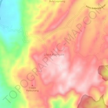 Carte topographique Lilina Ajangale, altitude, relief
