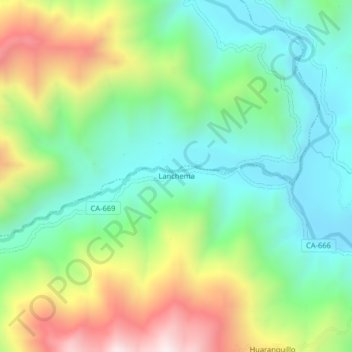 Carte topographique Lanchema, altitude, relief