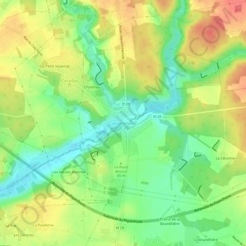 Carte topographique Langennerie, altitude, relief