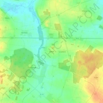 Carte topographique Gatine, altitude, relief