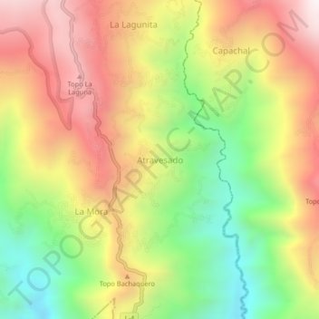 Carte topographique Atravesado, altitude, relief
