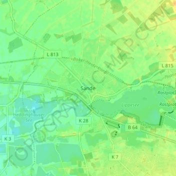 Carte topographique Sande, altitude, relief