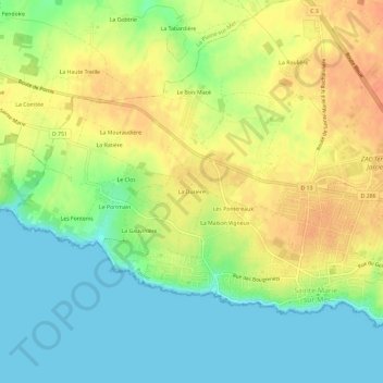 Carte topographique La Durière, altitude, relief
