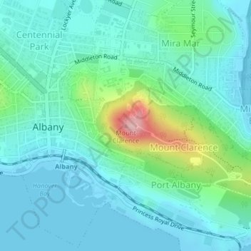 Carte topographique Mount Clarence, altitude, relief