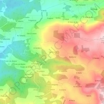 Carte topographique San Fins, altitude, relief