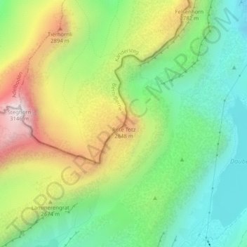 Carte topographique Rote Totz, altitude, relief