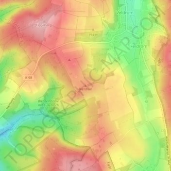 Carte topographique Bielstein, altitude, relief