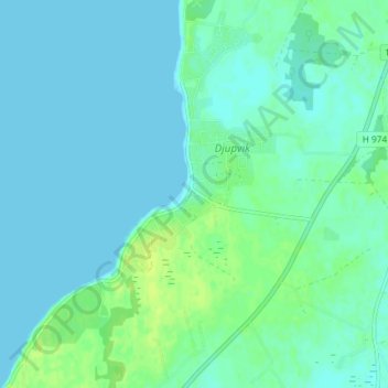 Carte topographique Djupvik, altitude, relief