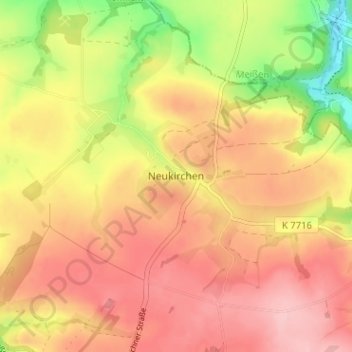 Carte topographique Neukirchen, altitude, relief
