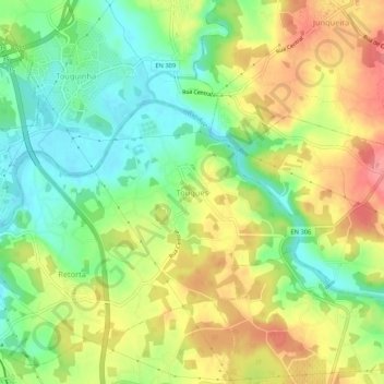 Carte topographique Tougues, altitude, relief