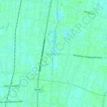 Carte topographique Kanjikkuzhi, altitude, relief