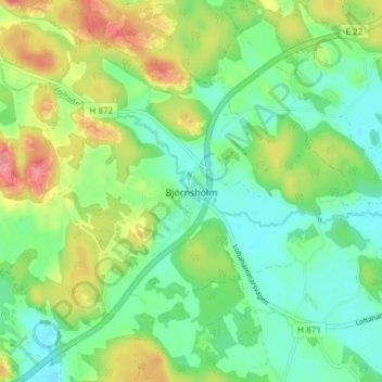 Carte topographique Björnsholm, altitude, relief