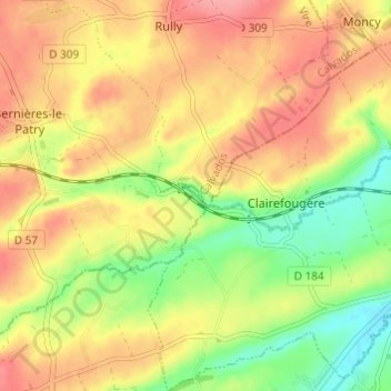 Carte topographique Fréval, altitude, relief