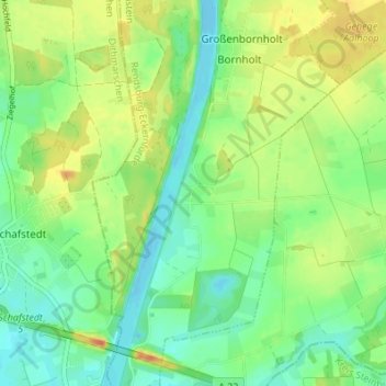 Carte topographique Lütjenbornholt, altitude, relief