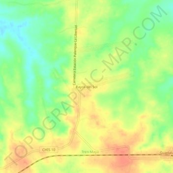 Carte topographique Rayos del Sol, altitude, relief