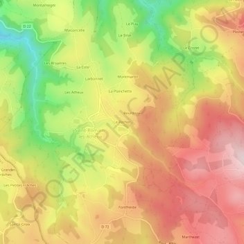Carte topographique Le Pecher, altitude, relief