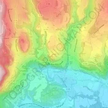 Carte topographique Linod, altitude, relief