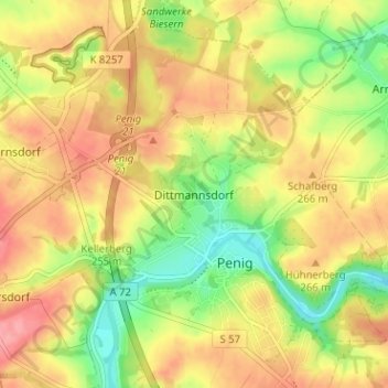 Carte topographique Dittmannsdorf, altitude, relief