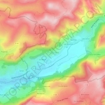 Carte topographique Laroquevieille, altitude, relief