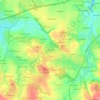 Carte topographique La Pallardière, altitude, relief