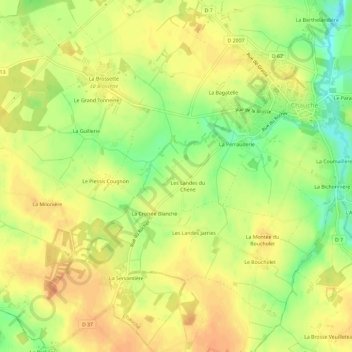 Carte topographique La Vergne, altitude, relief