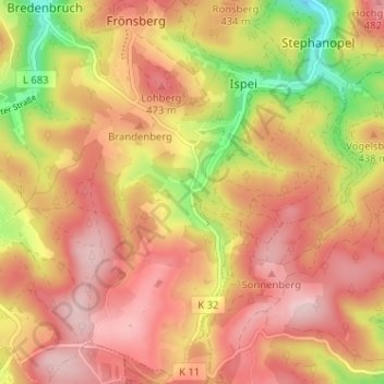 Carte topographique Heppingsen, altitude, relief
