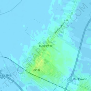 Carte topographique Bunderhee, altitude, relief