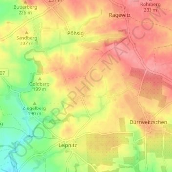 Carte topographique Papsdorf, altitude, relief