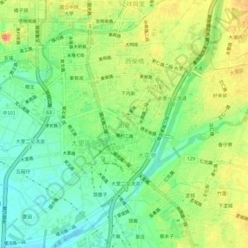 Carte topographique 田寮, altitude, relief