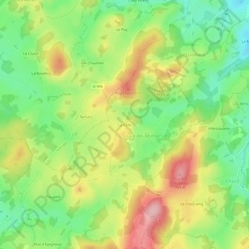 Carte topographique La Côte, altitude, relief