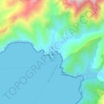 Carte topographique Girolata, altitude, relief