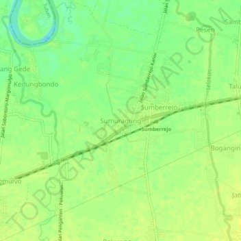Carte topographique Sumuragung, altitude, relief