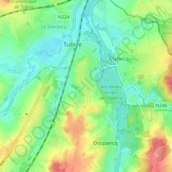 Carte topographique La Bruyère, altitude, relief