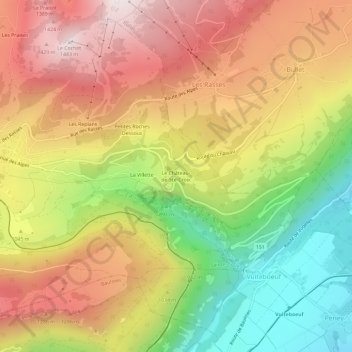 Carte topographique Le Château-de-Ste-Croix, altitude, relief