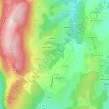 Carte topographique Le Chenet, altitude, relief