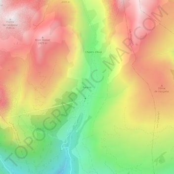 Carte topographique Forand, altitude, relief