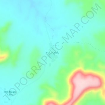 Carte topographique Kokoundo, altitude, relief