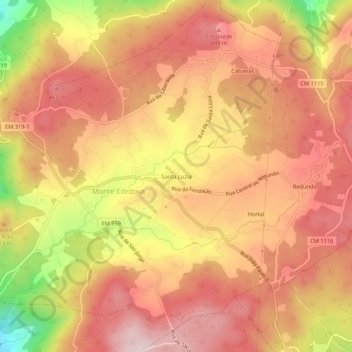 Carte topographique Santa Luzia, altitude, relief