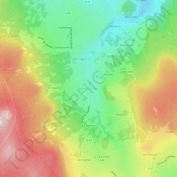 Carte topographique Recharinges, altitude, relief