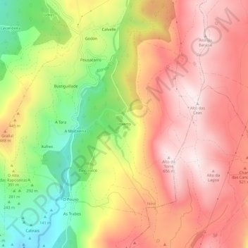 Carte topographique Inxerto, altitude, relief