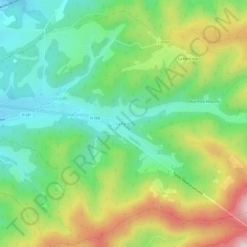 Carte topographique La Pariée, altitude, relief